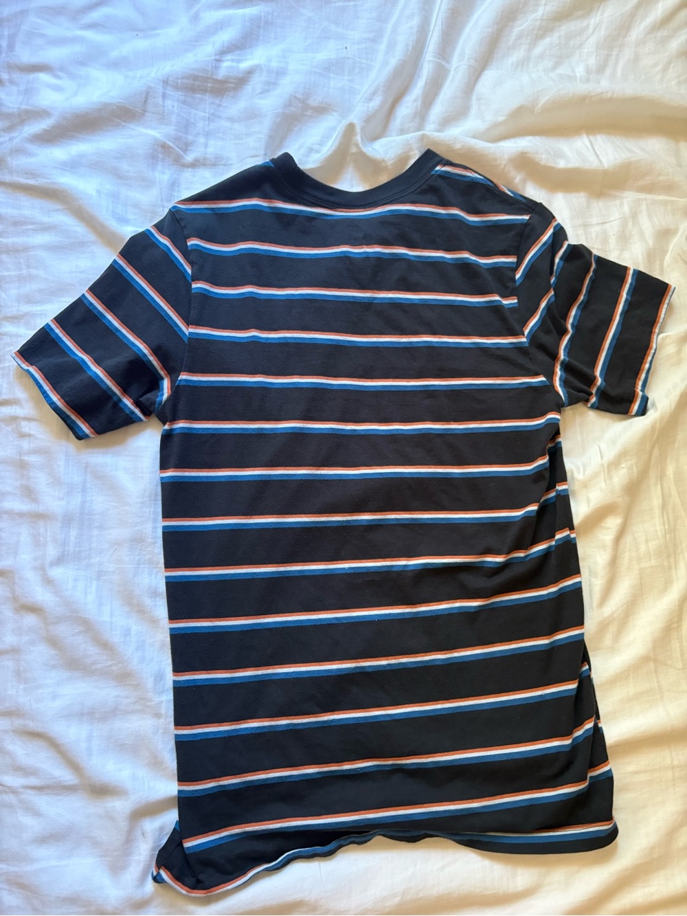 Nike Men’s Black Short-Sleeve Stripe Tee with Blue & Orange Accents - Picture 2 of 4